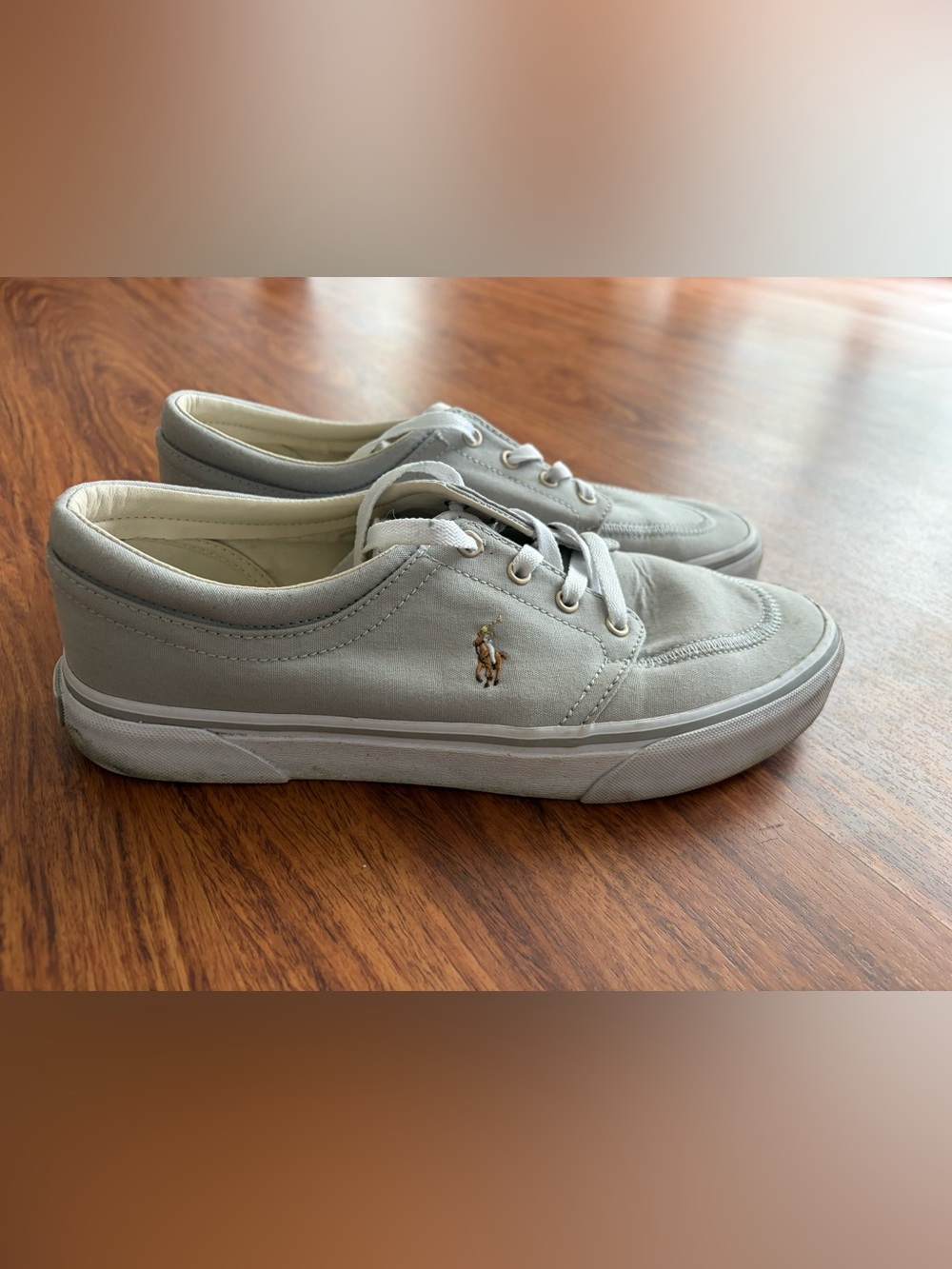 Polo by Ralph Lauren Men’s Light Gray Canvas Low-Top Sneakers